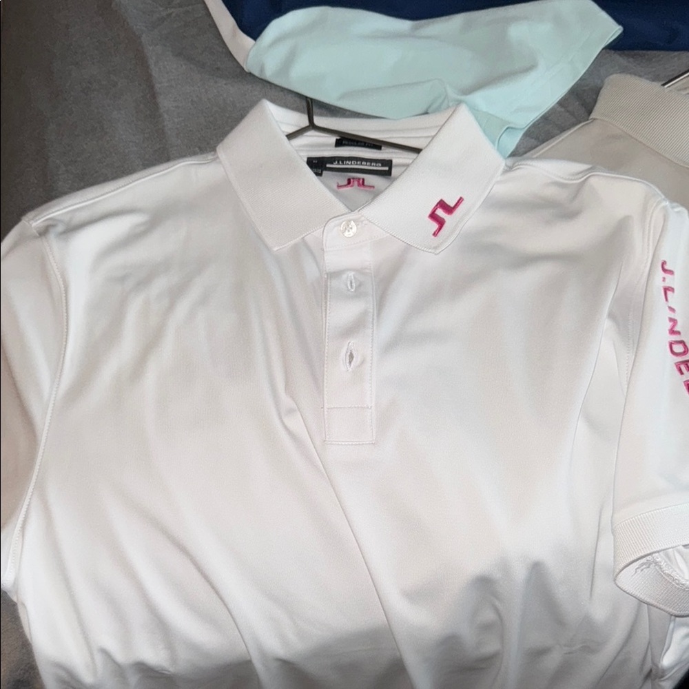 J.Lindeberg White Polo Shirt with Pink Accents